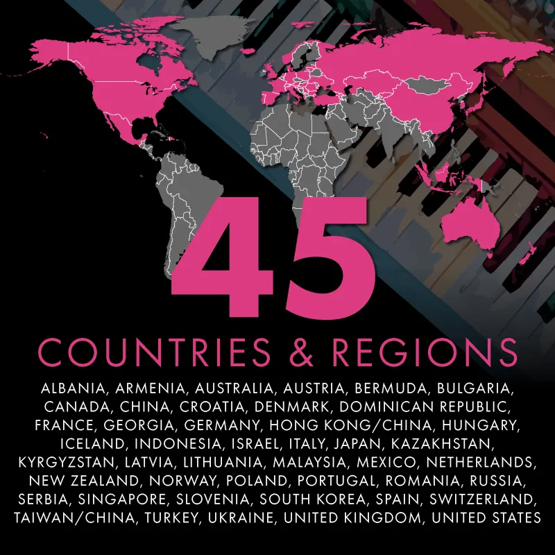 45 countries and regions